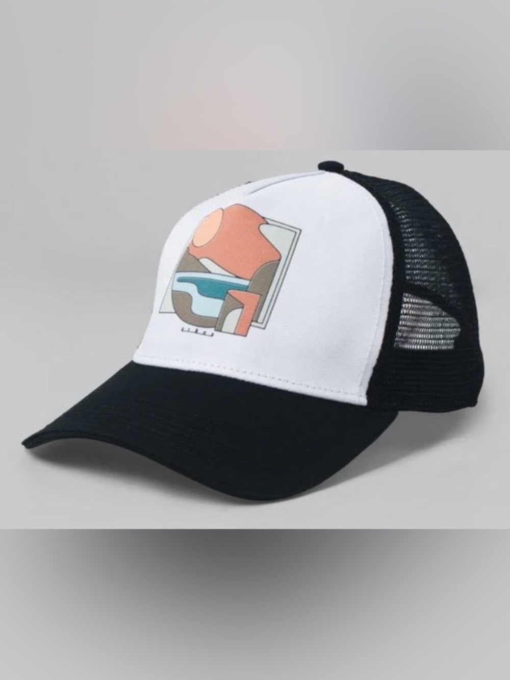 NEW✨Prana La Viva Women’s Black and White Trucker Cap with Graphic Patch